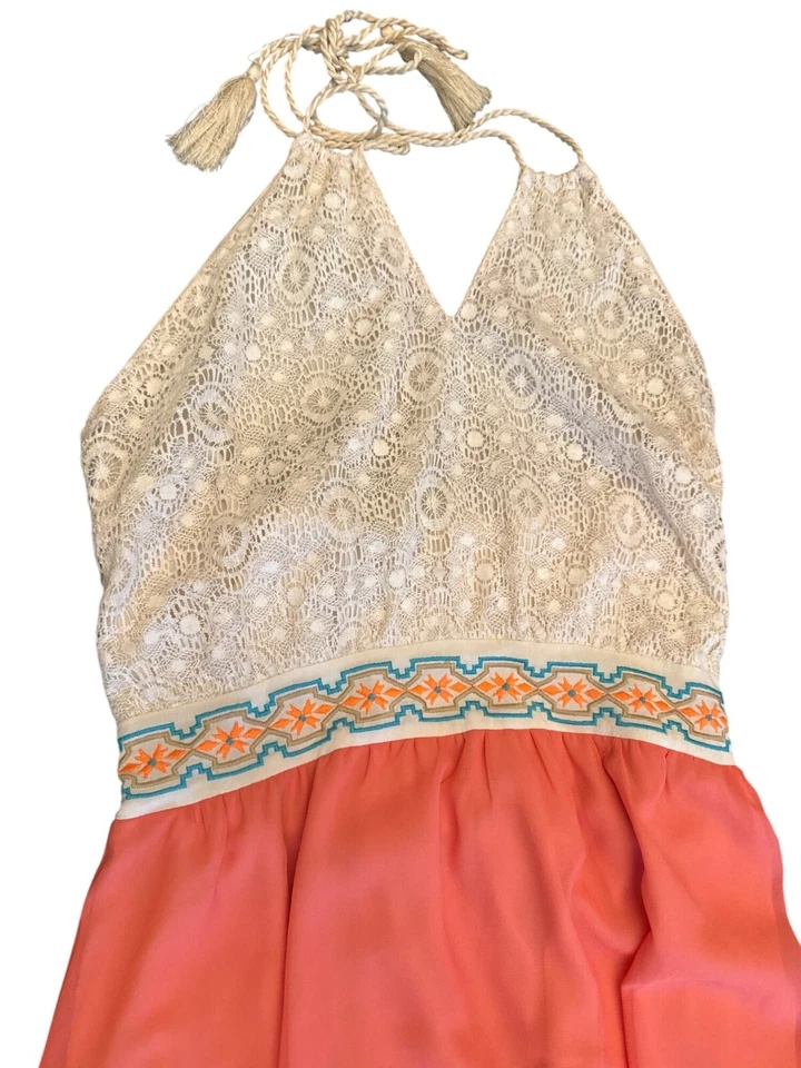 Maxi Vestido Coral Flying Tomato Para Mujer Halter Cuello Corbata Pequeño Verano Casa Foto 2 de 4