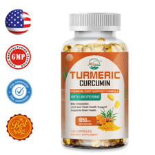 1800mg Organic Turmeric Curcumin with Bioperine 120 Capsules Triple Strength USA