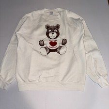 Vintage EASTERN KENTUCKY Sweatshirt White Woman  s Large Double Print Cottagecore