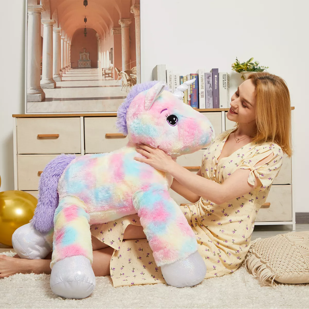 Giant rainbow unicorn stuffed outlet animal