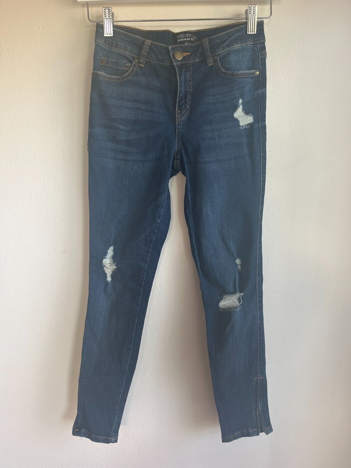 FOREVER NEW Hannah Low Rise Dark Blue Denim Skinny Crop Jeans Size 6
