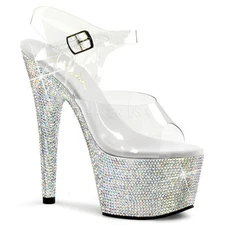 7" Silver Rhinestone Platform Stripper Pole Dancer Heels Pleaser Bejeweled-708