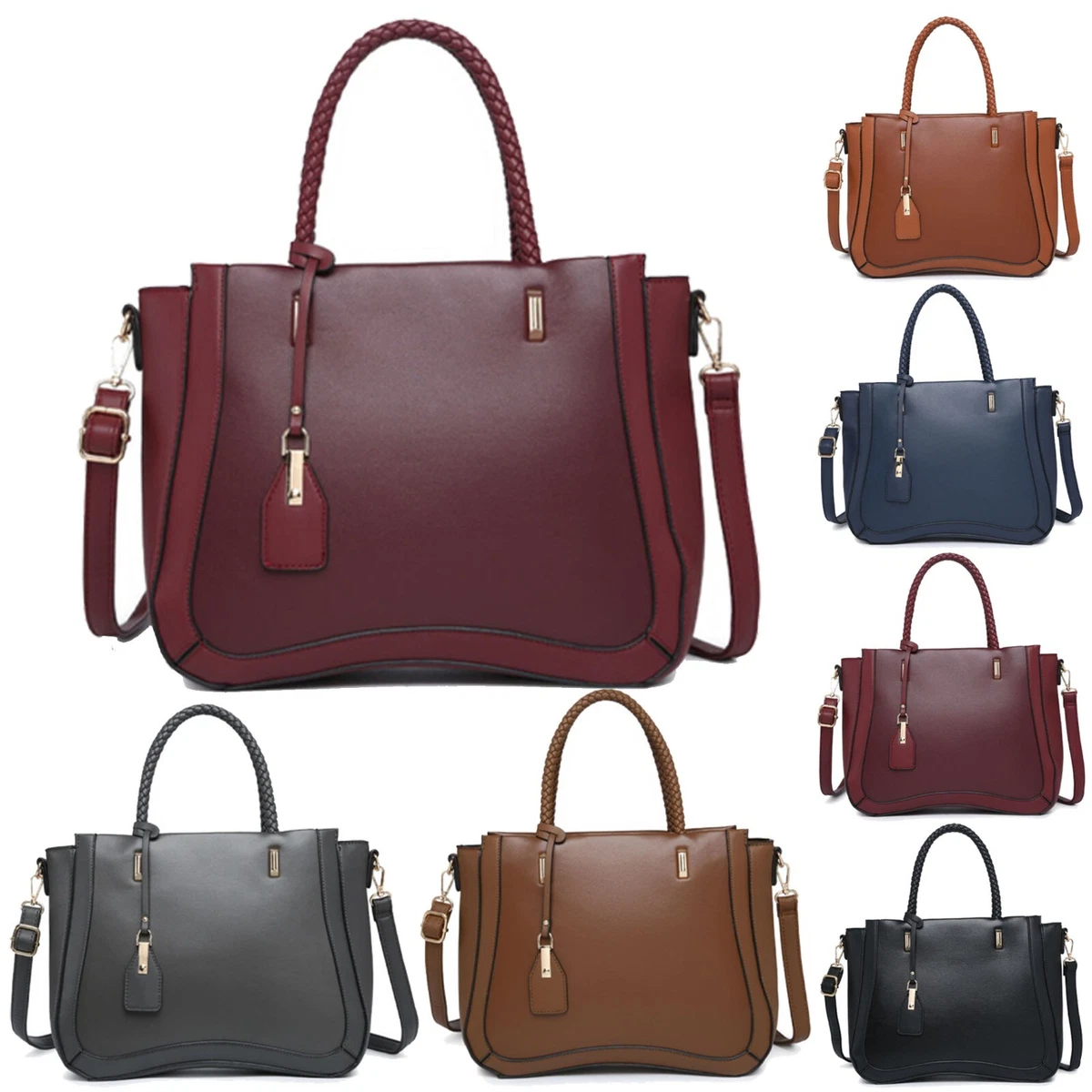 Women Multi Compartment Shoulder Bag Ladies Quilted Satchel Bag Handbag UK
