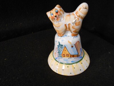 Russian Cat/Kitten Porcelain/Pottery Bell - handpainted