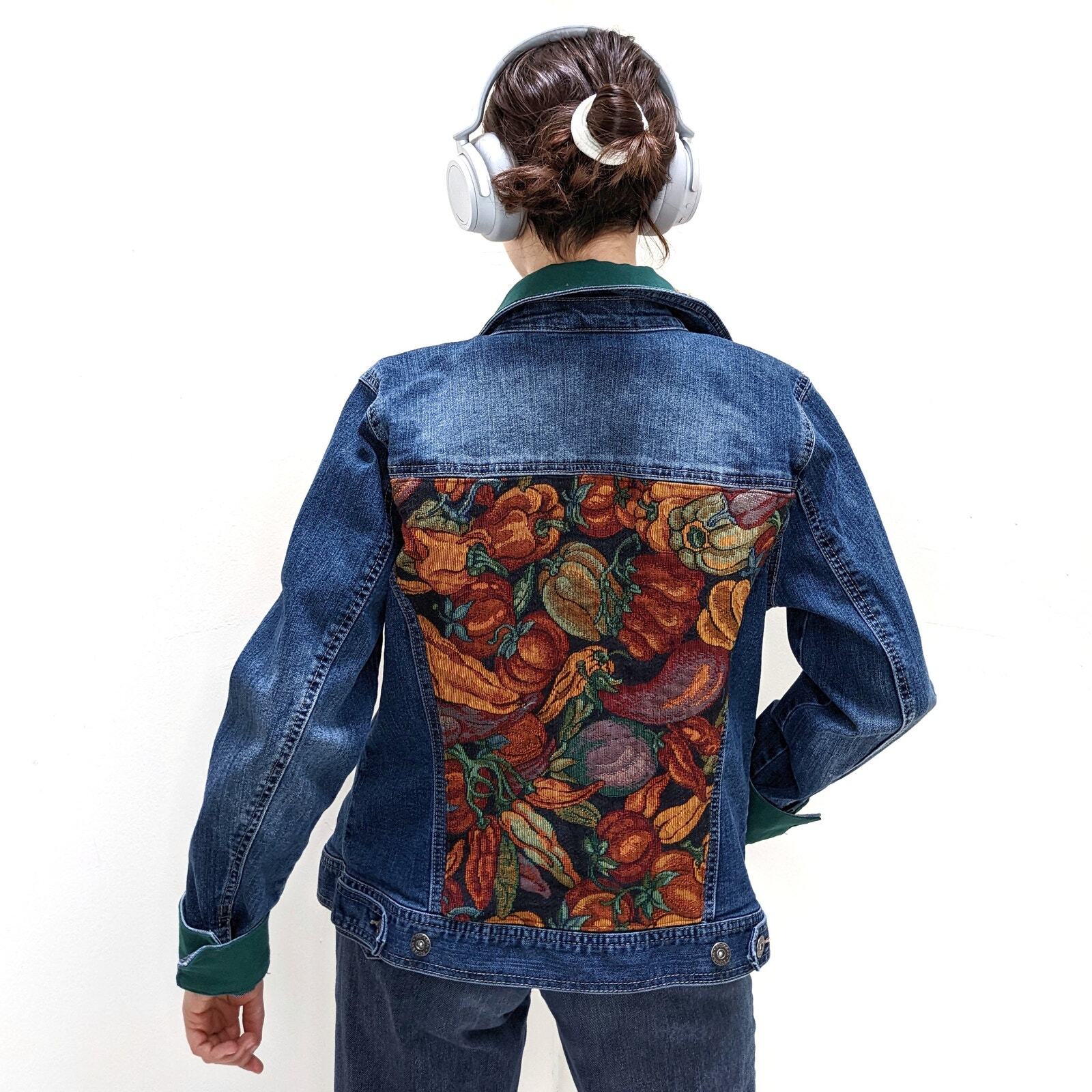 Reworked  Autumn Fall Halloween Patchwork Denim J… - image 1