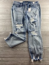 Judy Blue Jeans Womens 20W Skinny Fit High Waist Button Fly Distressed NWT