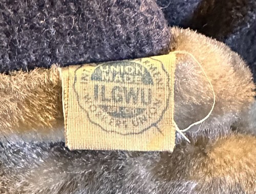 Cappotto donna tweed lana pelliccia sintetica fodera Union USA film prop vintage senza marchio - Foto 13 di 21