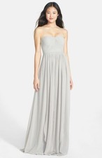 Jenny Yoo Dove Grey Aiden Convertible Luxe Chiffon Gown Bridesmaid Dress sz 6