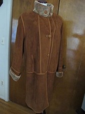 Women's Shearling Sheepskin Brown Reversible Winter Coat Spain Size 44 Usa 12