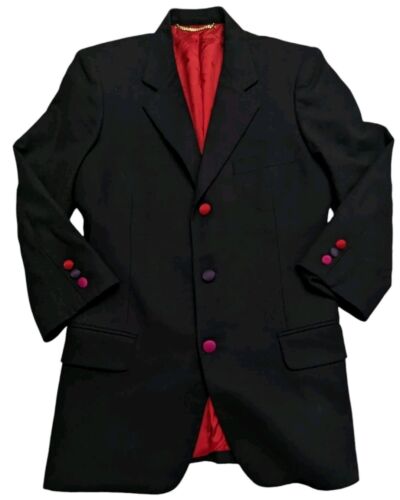 Moschino Couture Mens Black Wool Blazer Colorful Buttons Made in Italy US 36 L - Picture 3 of 9
