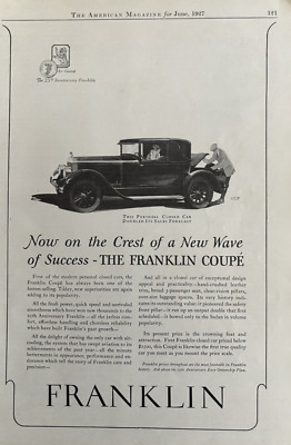 1927 Franklin Automobile Coupe Personal Closed Car Precision Vintage Print Ad