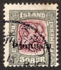 ICELAND 1936, SC-O69, F U 50a OFFICIAL scv $30.00  *Bay Stamps*