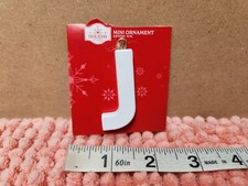 Holiday Time Christmas Ornament Monogram Letter "J" Mini Ornament White 2" NEW