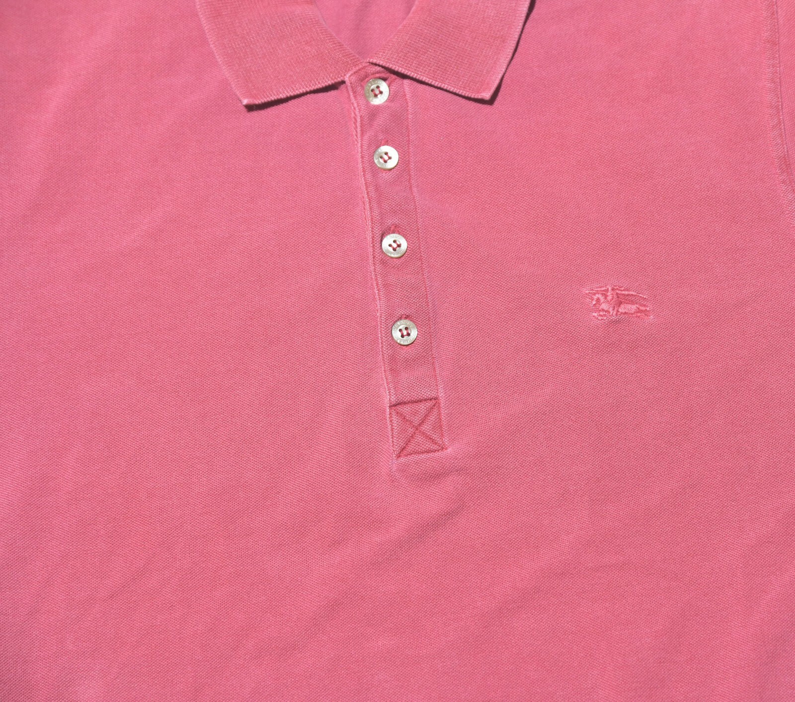 Burberry Short Sleeve Polo Shirt Slim Fit Top Women's Size Large L Red Cotton thumbnail 6