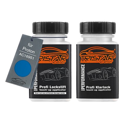 Autolack Lackstift Set für Proton AC16951 Blue Basislack Klarlack je 50ml