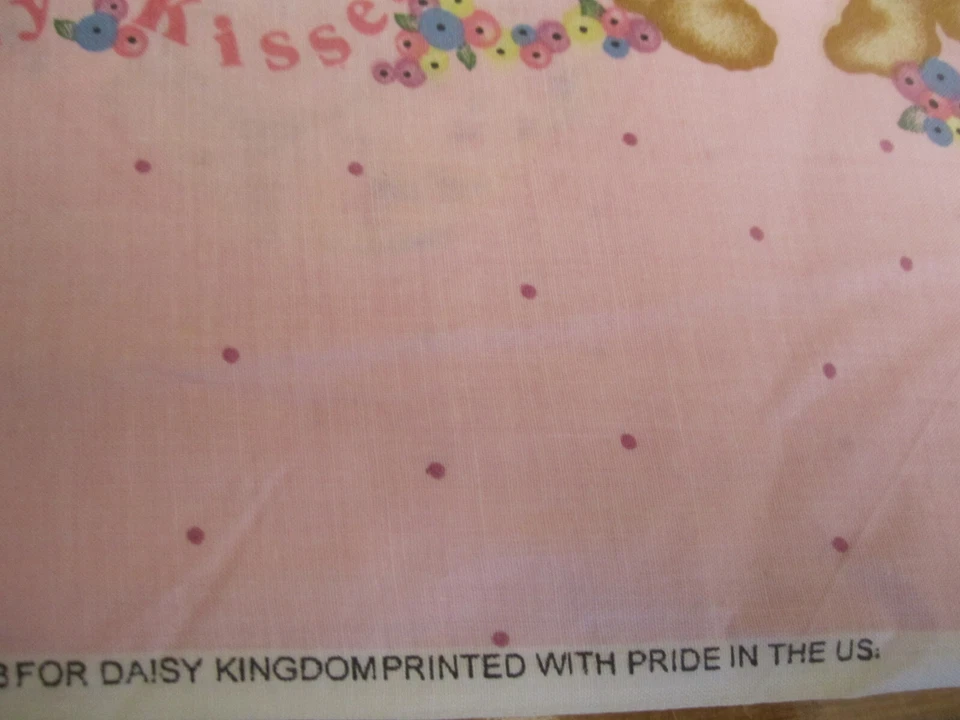 Cotton Fabric Vtg 1998 Daisy Kingdom Bear Hugs Border & Hearts Pink 1yd 30" x 44 - Image 3 of 4