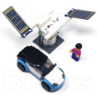 Lego Train City EV Charging Station Electric Car Vehicle Cargo