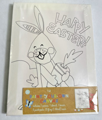 Paint Your Own Canvas Artist 8x6 Comes w/ Stencils, paints, HAPPY EASTER! -New!