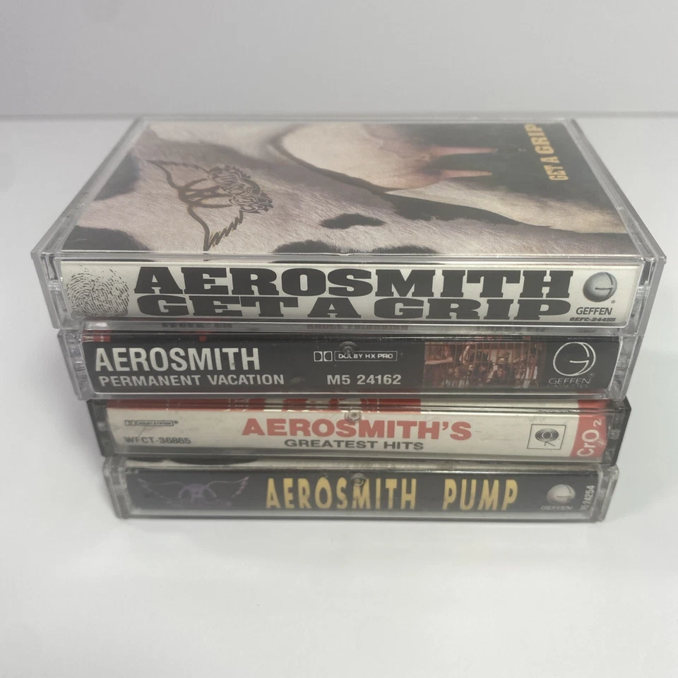 Aerosmith Cassette Tape Lot x4 Permanent Vacation Get A Grip Pump Greatest Hits - Image 2 of 4