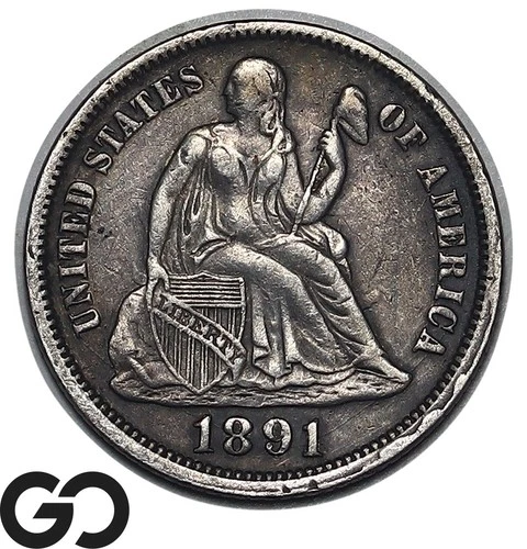 1891-O Seated Liberty Dime, Choice AU+ New Orleans Mint Issue