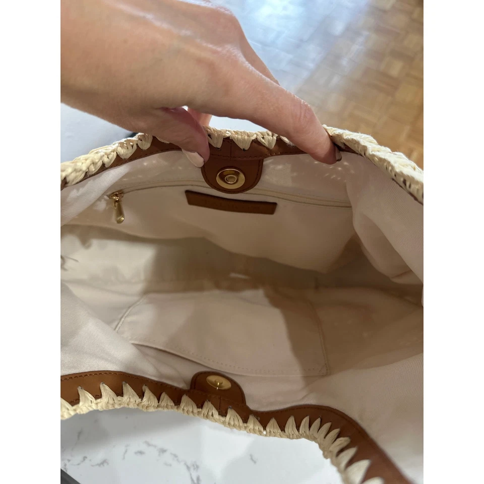 Bolsa Hobo Talbots Couro Acabamento Palha, Natural/Havana Bronzeada, Nova Sem etiquetas - Imagem 4 de 4