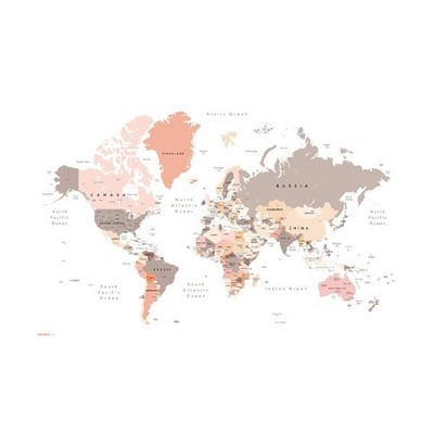 Poster Trends Int - Geography World Map Neutral Earth Tones 22x34'' NEW Wall Art