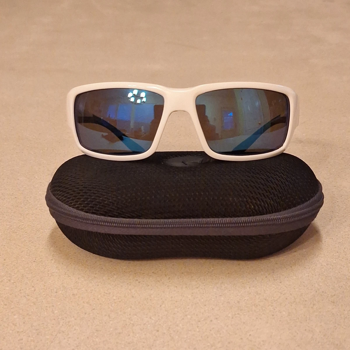 Costa Del Mar Pumphouse Sunglasses White Pearl frame blue Glass lens Japan Costa Fantail M (59-14) with Blue Mirror lenses and Matte  main image 4