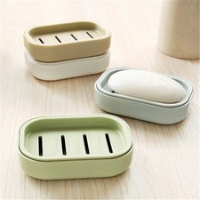 Double Layer Soap Dish Holder Plastic Drain Storage Box Bathroom Rack Plate USA