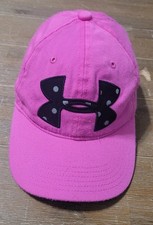 Under Armour Hat Cap Youth Pink Adjustable Black symbol With Silver Dots