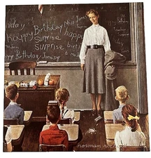 Norman Rockwell print "SURPRISE!" 11"x 15" School Teacher's Birthday vintage art