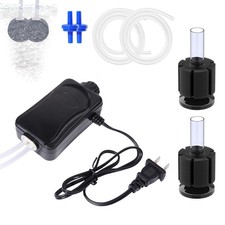 Dual Outlet Aquarium Air Pump Kit   Includes 2 Sponge Filters, Air Stones, Ch...