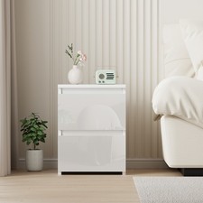 Modern Bedside Table 2 High Gloss Drawer Cabinets Bedroom Bedside Table White