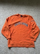 Ralph Lauren Orange Spellout Crewneck Sweatshirt Vintage y2k Logo Mens L