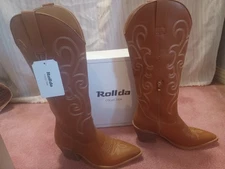 Rollda Cowboy Boots Women Cowgirl Boots Western Embroidery Pointy Toe 10