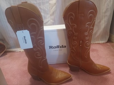 Rollda Cowboy Boots Women Cowgirl Boots Western Embroidery Pointy Toe 10