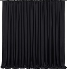 Black Backdrop Curtains 2 Panels 5Ft X 10Ft Polyester Photo Backdrop Drapes for