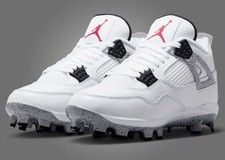 Jordan 4 White Cement MCS Baseball Cleats HQ0209-106 US Mens 11.5