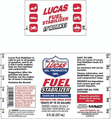 Lucas Oil 10314 8oz Quart Fuel Stabilizer