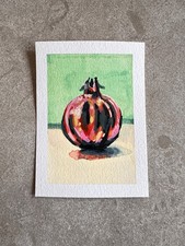 aceo original art pomegranate fruit watercolor 2.5 x 3.5 Inch n.hamlinaceos