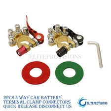 2PCS 4 Way Car Battery Terminal Clamp Connectors Quick Release Disconnect