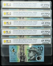 5 x Consecutives 2017 Last Prefix EA17 $10 Notes PCGS SUPERB GEM UNC 69 PPQ #...