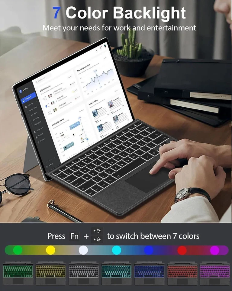 Type Cover for Microsoft Surface Pro 12 11 10 9 8 X 7 Plus 6 5 4 3 Keyboard - Image 2 of 4