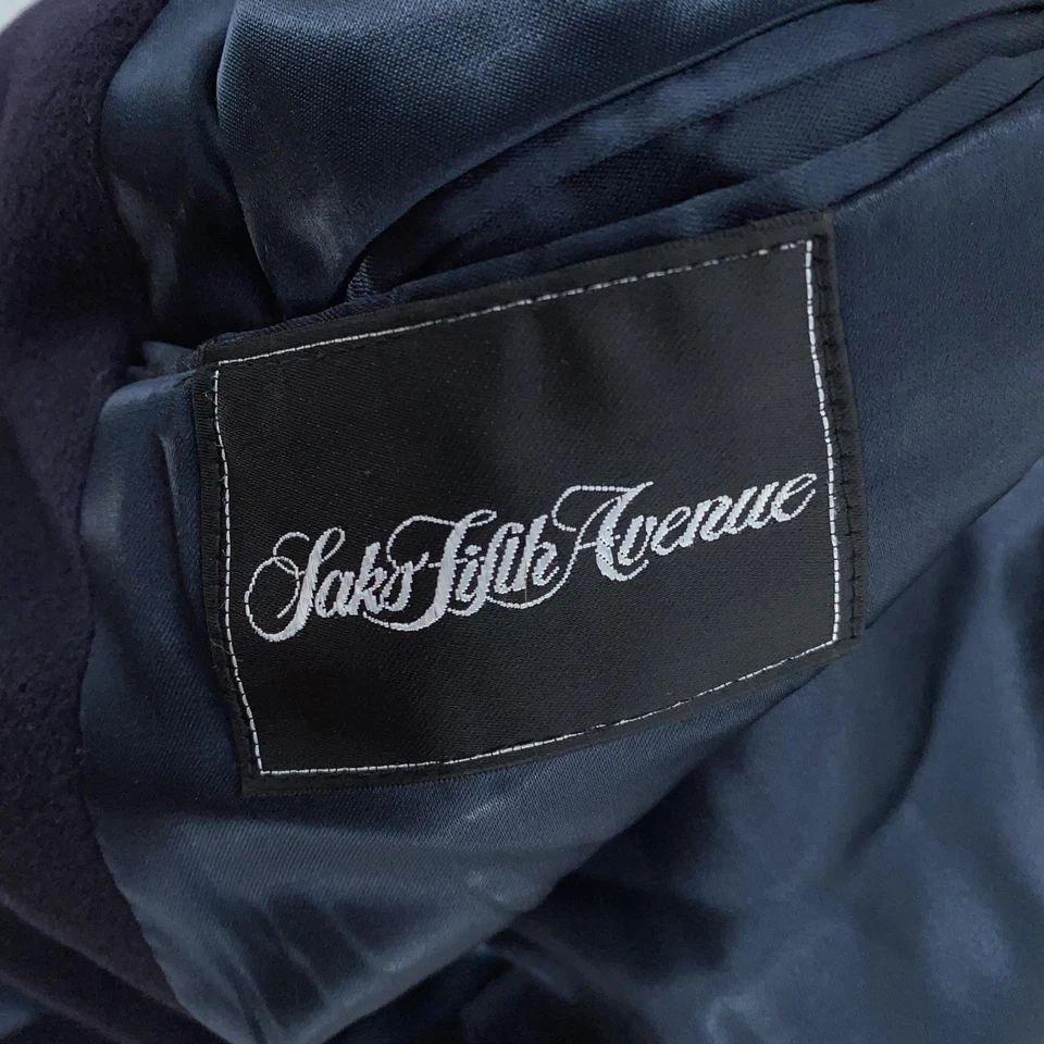 Vintage Saks Fifth Avenue Cashmere Coat Mens 44 Large Long Dress Overcoat USA - Image 4 of 4
