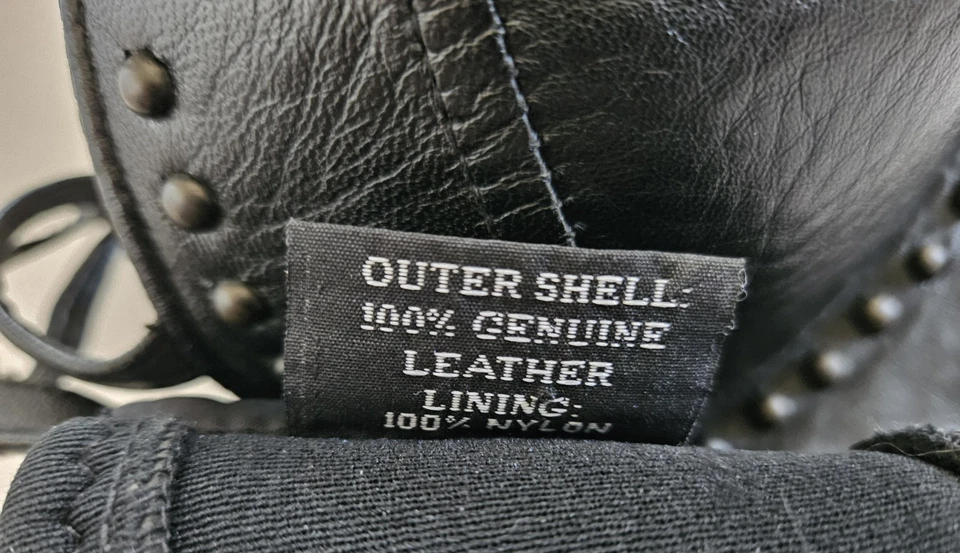 Vintage First Studded Leather Bralette, Bust Size 34 Black Crop Top Grunge Y2K - Image 3 of 4