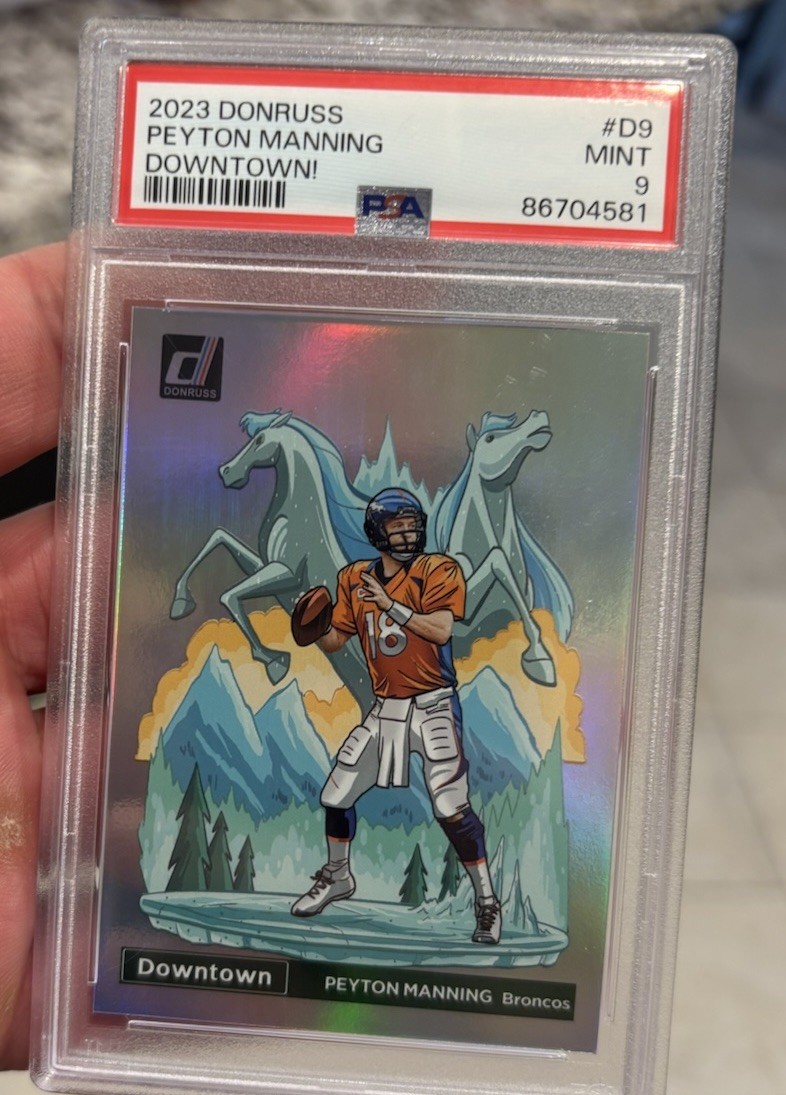 2023 Peyton Manning Downtown PSA 9 Mint Panini Optic Donruss Denver Broncos