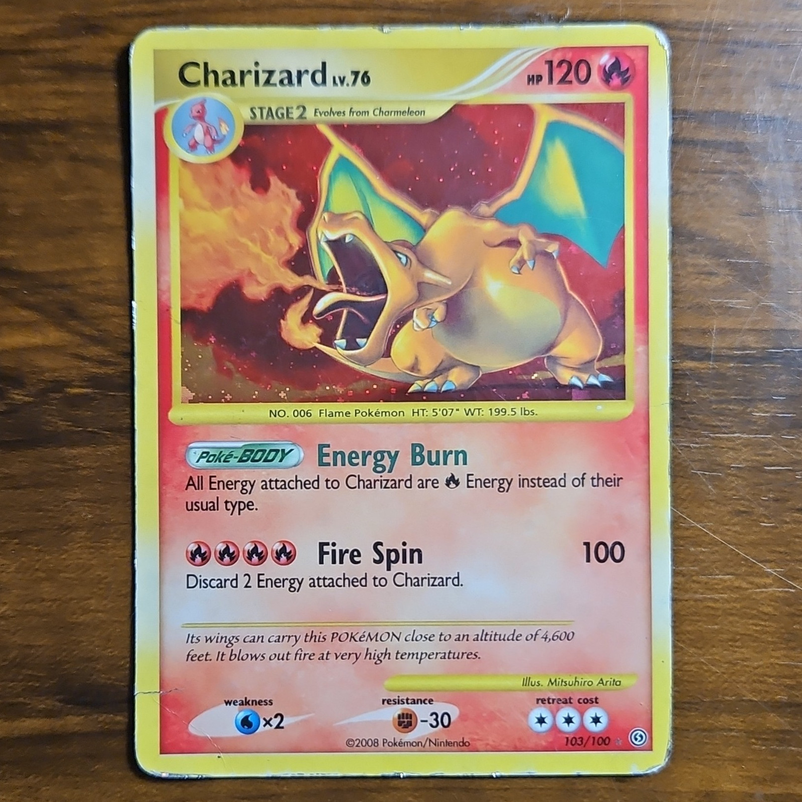 Pokemon TCG Charizard 103/100 Stormfront Secret Rare Holo English HP 120