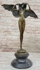 SIGNED A A WEINMAN BRONZE STATUE FEMALE NUDE ANGEL ART DECO MARBLE BASE FIGURINE