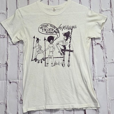 Vintage 1978 Hanes Fiji Island Cartoon Graphic T-Shirt Men White Single Stitch M