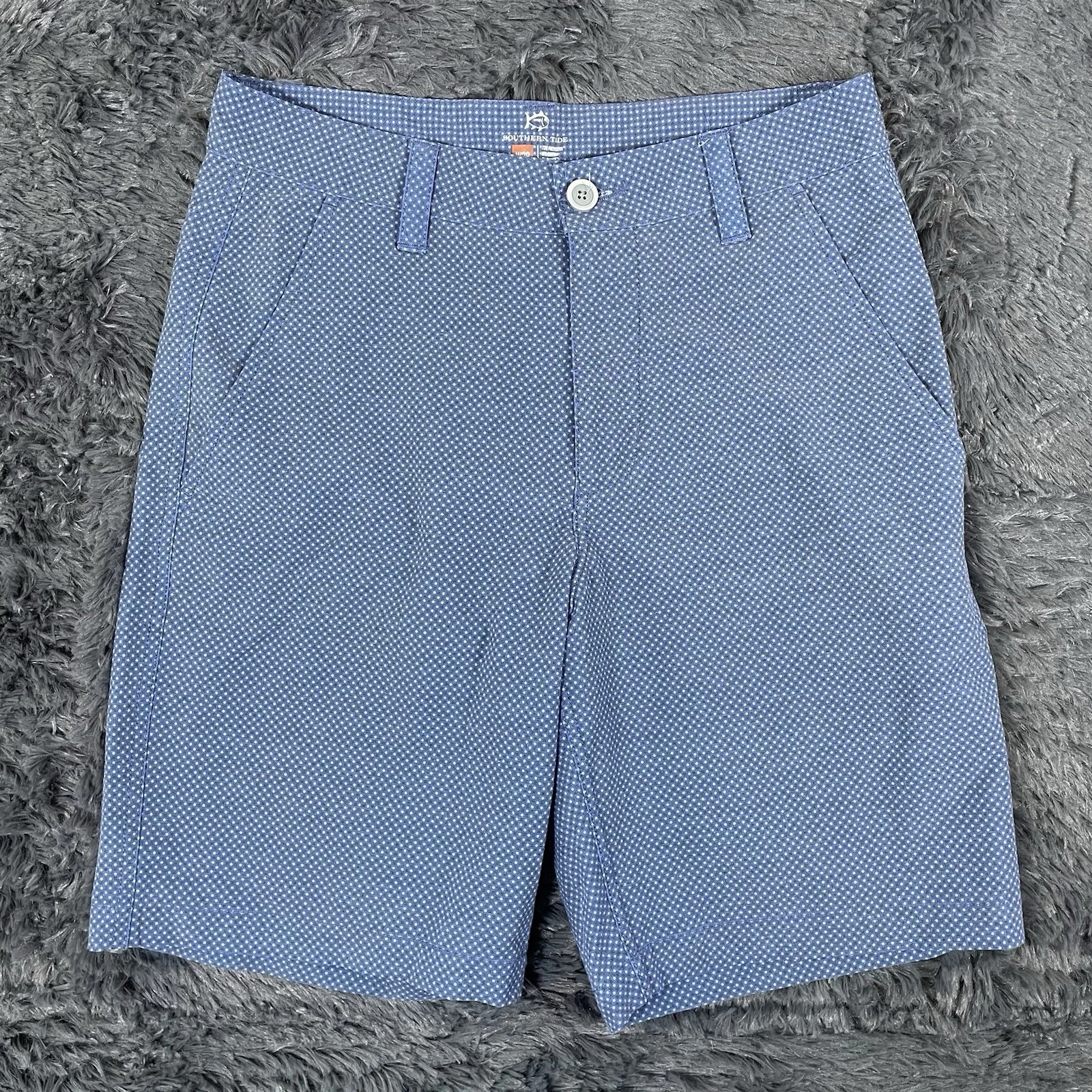 Southern Tide Performance Shorts Men's Size 28 Navy Blue Polka Dot Moisture Wick