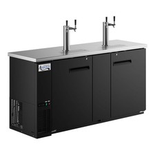 Black Kegerator / Beer Dispenser with (2) 2 Tap Towers - (3) 1/2 Keg Capacity